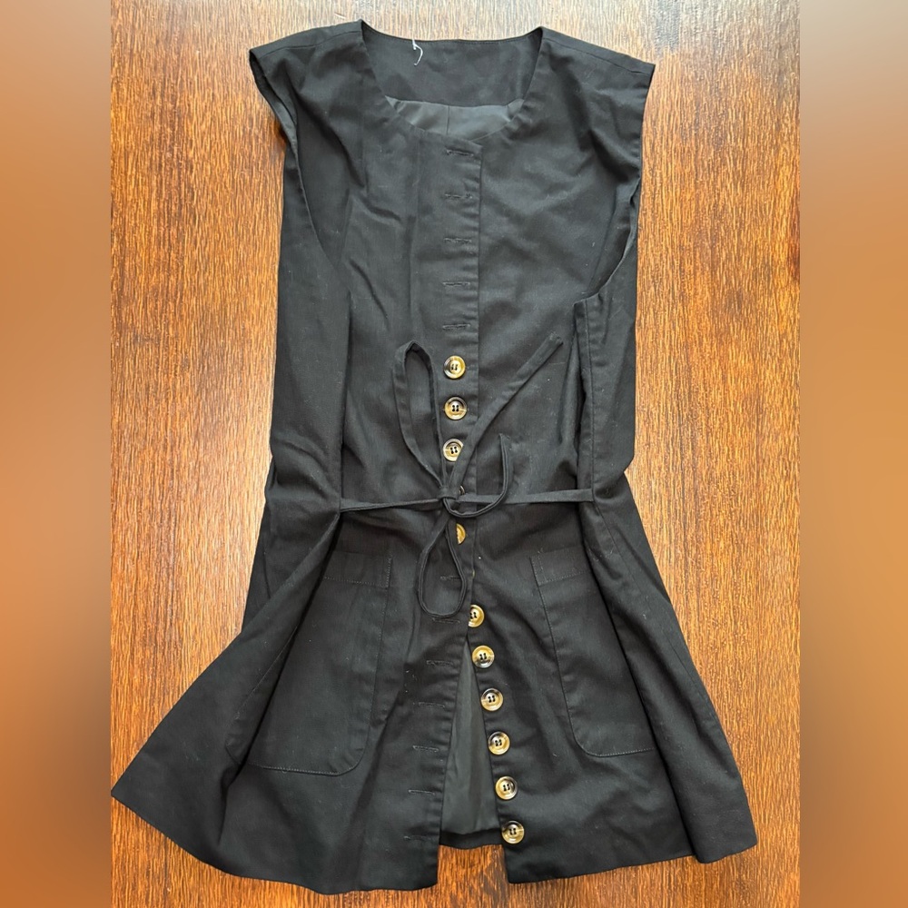 Black Button-Down Vest Top